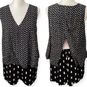 Madewell Black & White Open Back & Shorts Overlay Romper Size Extra Small XS